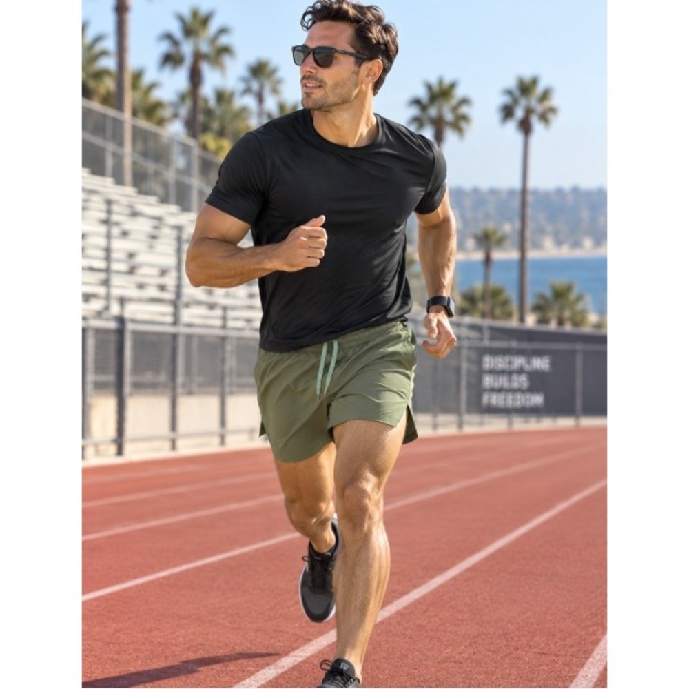 Ten Thousand Distance Short Mens Large Olive Green Running Training Brief Liner